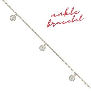 Cubic Zirconia & Rhodium Ankle Bracelet